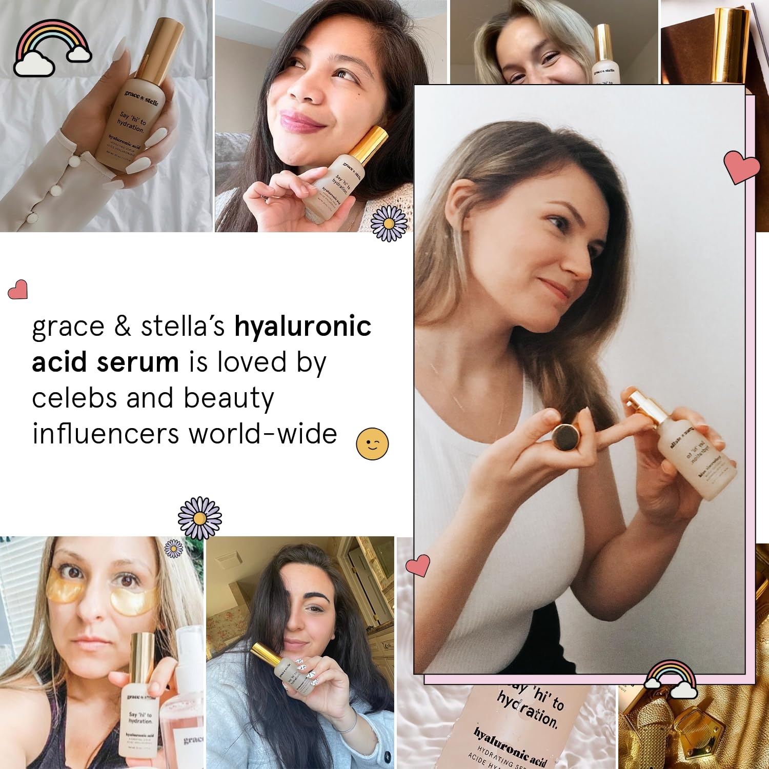 image:imagegrace amp stella Award Winning Hyaluronic Acid Serum 50ml17 fl oz Hydrating Hyaluronic Acid Serum for Face Acido Hialuronico for Women Remove Fine Lines Wrinkles Anti Aging Vegan Skincare17 Fl Oz Pack of 2