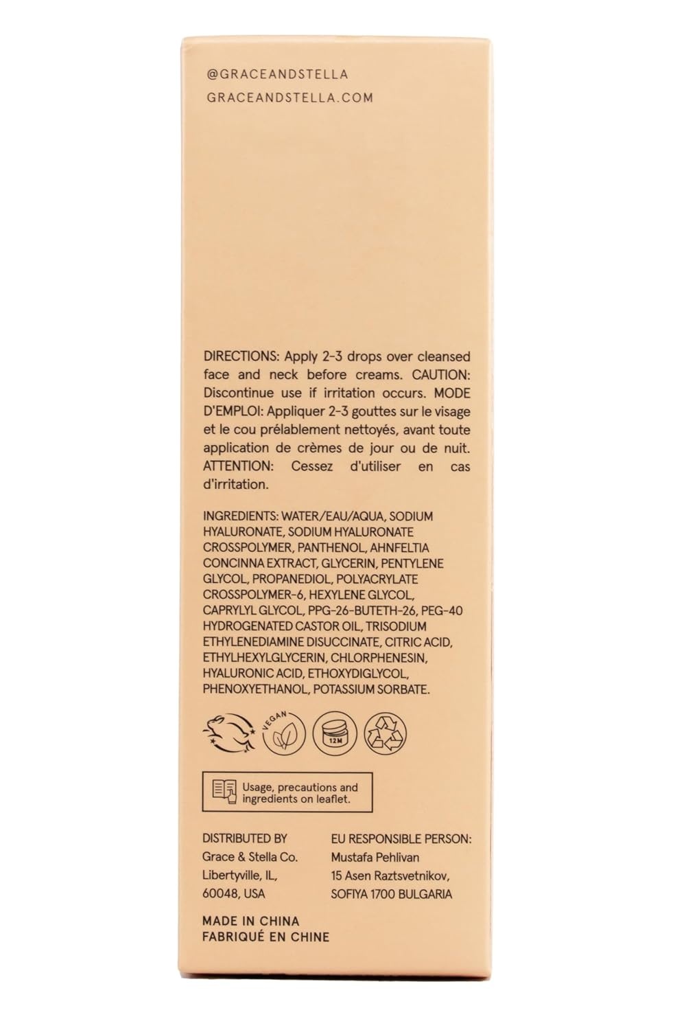 image:imagegrace amp stella Award Winning Hyaluronic Acid Serum 50ml17 fl oz Hydrating Hyaluronic Acid Serum for Face Acido Hialuronico for Women Remove Fine Lines Wrinkles Anti Aging Vegan Skincare1 Fl Oz Pack of 1