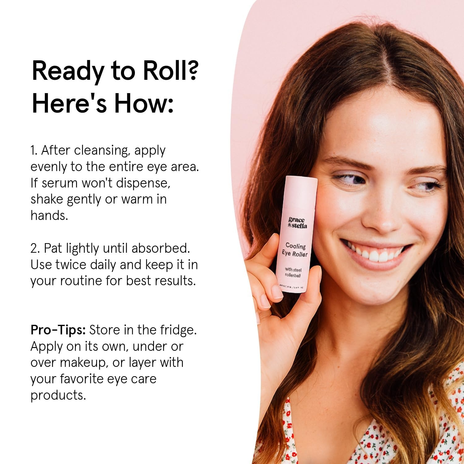 image:imagegrace amp stella Award Winning Under Eye Brightener RollerCooling Eye Serum with Metal Ball