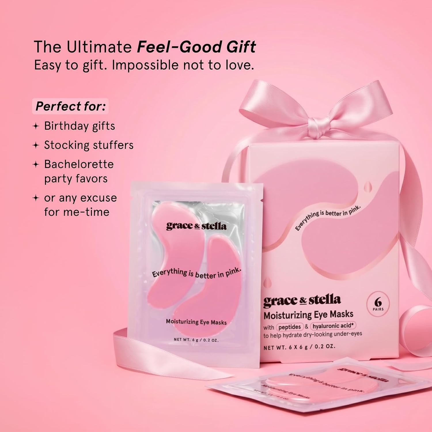 image:imagegrace amp stella Award Winning Under Eye Mask Gifts for Women Reduce Dark Circles Puffy Eyes Wrinkles Under Eye Patches Birthday Bachelorette Party Favors Vegan Self Care 24 Pairs PinkPink 6 Pairs