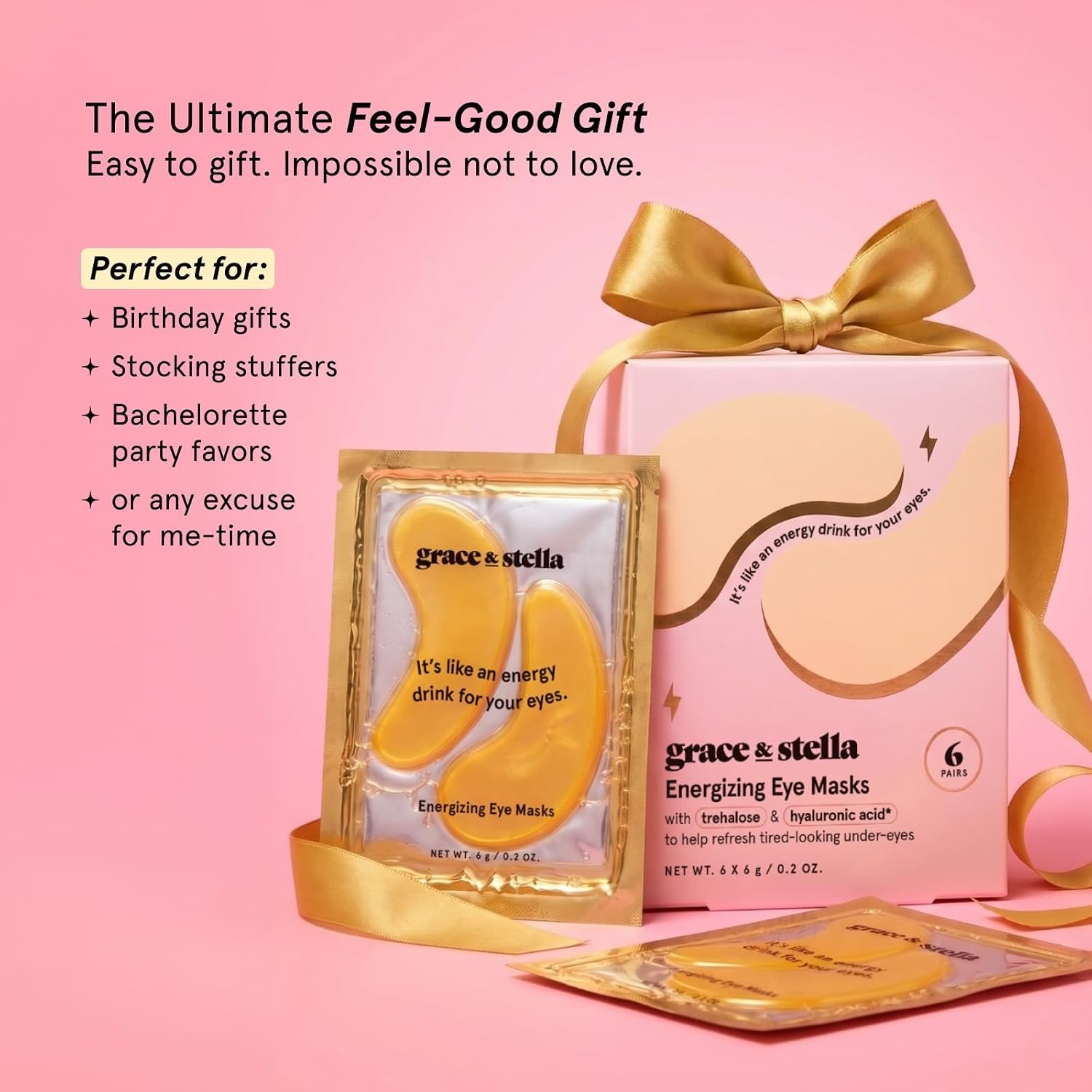 image:imagegrace amp stella Award Winning Under Eye Mask Gifts for Women Reduce Dark Circles Puffy Eyes Wrinkles Under Eye Patches Birthday Bachelorette Party Favors Vegan Self Care 24 Pairs PinkGold 24 Pairs