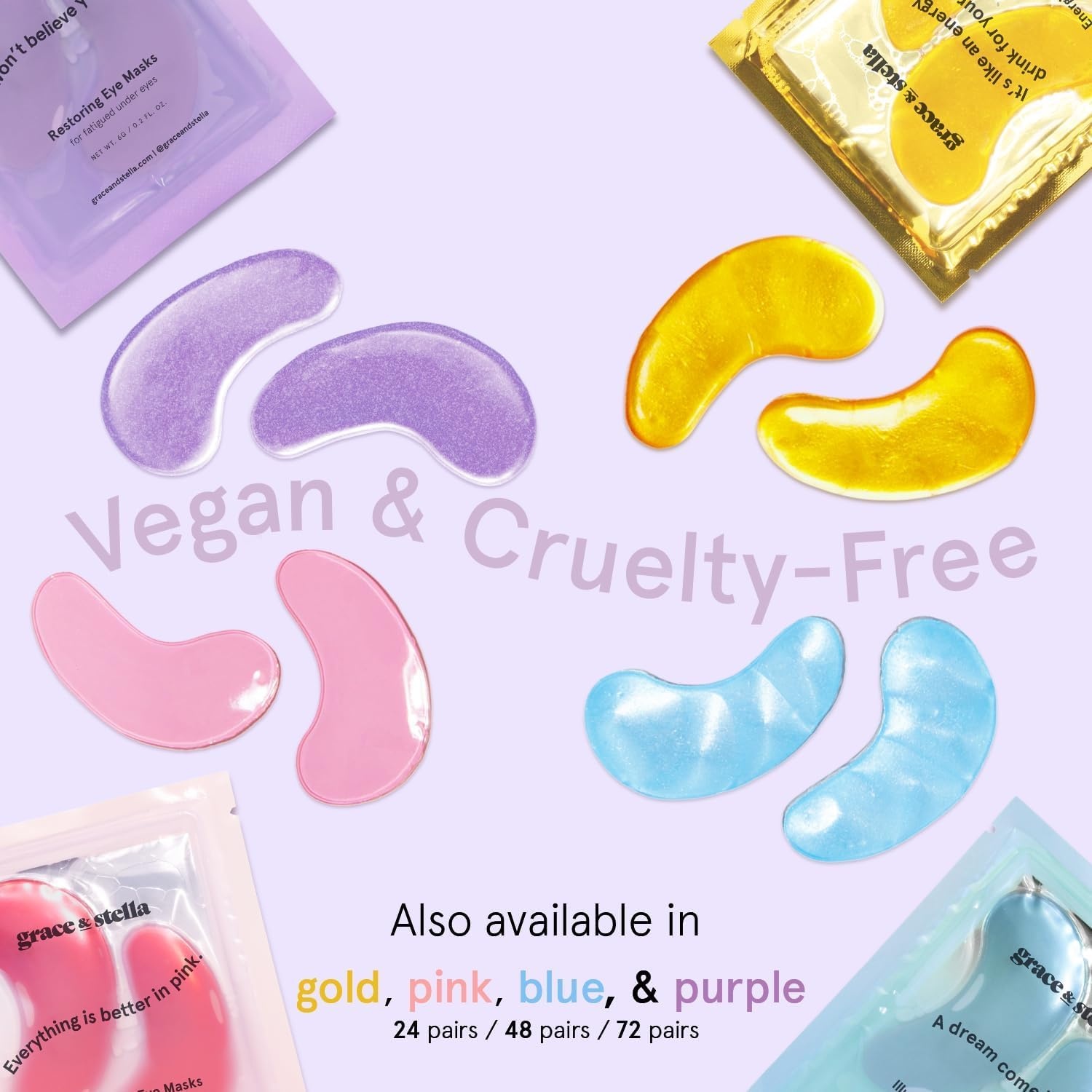 image:imagegrace amp stella Peptide Under Eye Patches For Puffy EyesPurple 24 Pairs