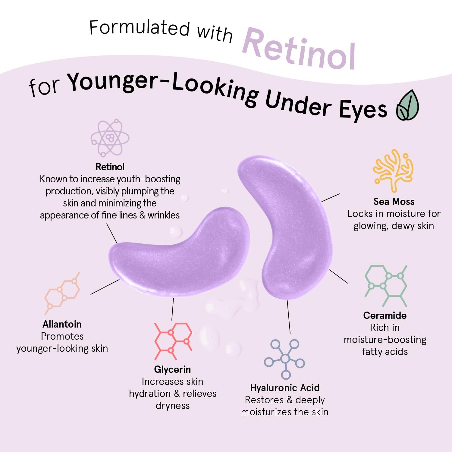 image:imagegrace amp stella Peptide Under Eye Patches For Puffy EyesPurple 6 Pairs