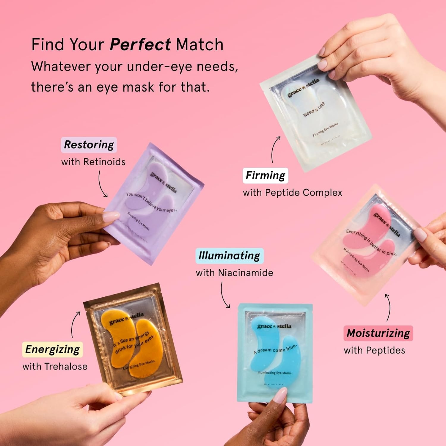 image:imagegrace amp stella Peptide Under Eye Patches For Puffy EyesWhite 48 Pairs