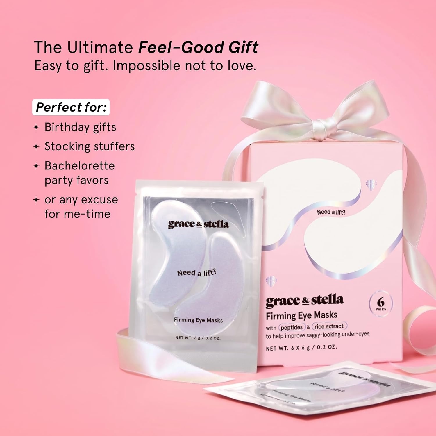 image:imagegrace amp stella Peptide Under Eye Patches For Puffy EyesWhite 6 Pairs