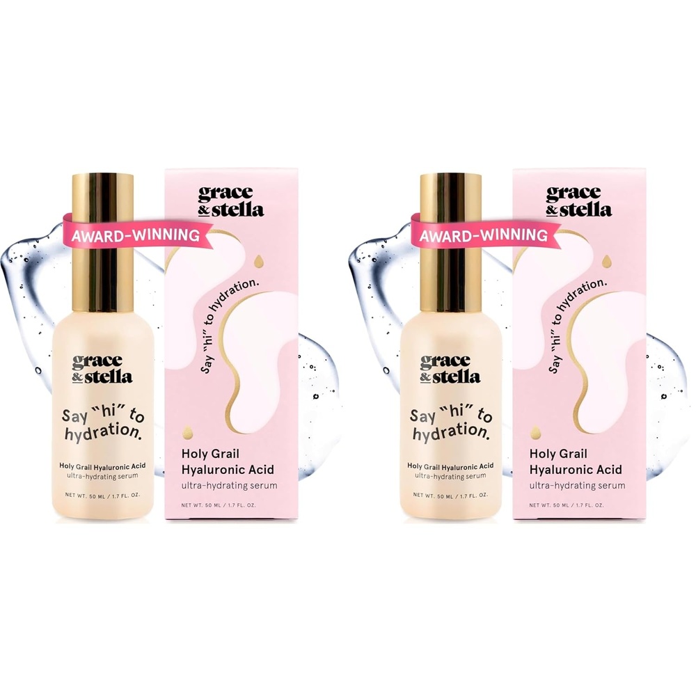 image:imagegrace amp stella Award Winning Hyaluronic Acid Serum 50ml17 fl oz Hydrating Hyaluronic Acid Serum for Face Acido Hialuronico for Women Remove Fine Lines Wrinkles Anti Aging Vegan Skincare034 Fl Oz Pack of 2