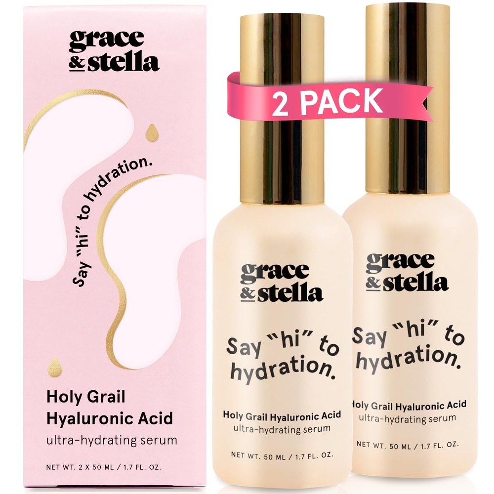 image:imagegrace amp stella Award Winning Hyaluronic Acid Serum 50ml17 fl oz Hydrating Hyaluronic Acid Serum for Face Acido Hialuronico for Women Remove Fine Lines Wrinkles Anti Aging Vegan Skincare17 Fl Oz Pack of 2