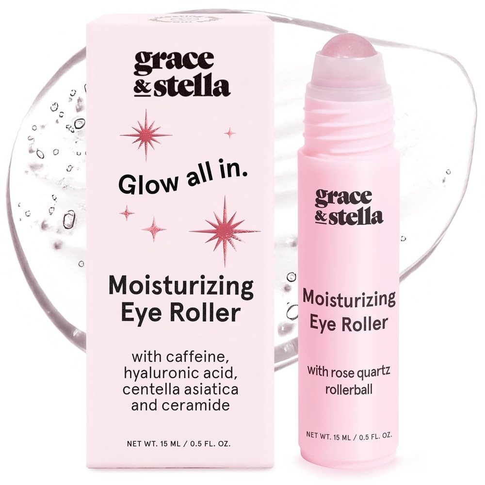 image:imagegrace amp stella Award Winning Under Eye Brightener RollerMoisturizing Eye Serum with Rose Quartz Ball