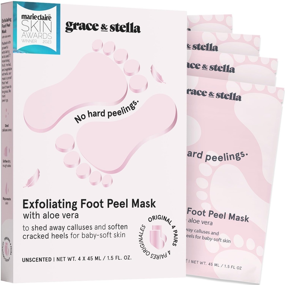 image:imagegrace amp stella AwardWinning Foot Peel Mask 4 Pairs LavenderUnscented with Aloe Vera 4 Pairs
