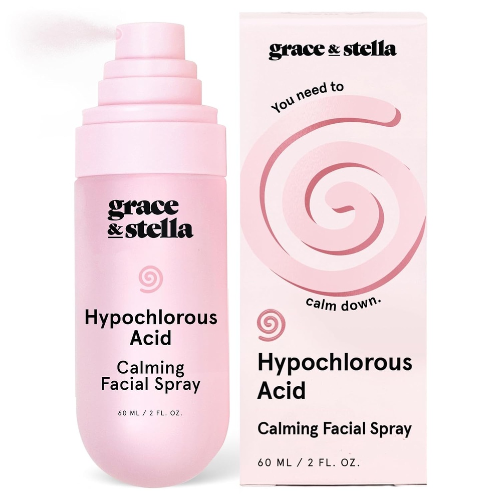 image:imagegrace amp stella Hypochlorous Acid Spray for Face Body Acne Spray Gentle Face MIst to Calm Redness amp FlareUps Back Acne Soothing Facial Mist for Sensitive Skin Travel Size 60 ml2 fl oz60 ml