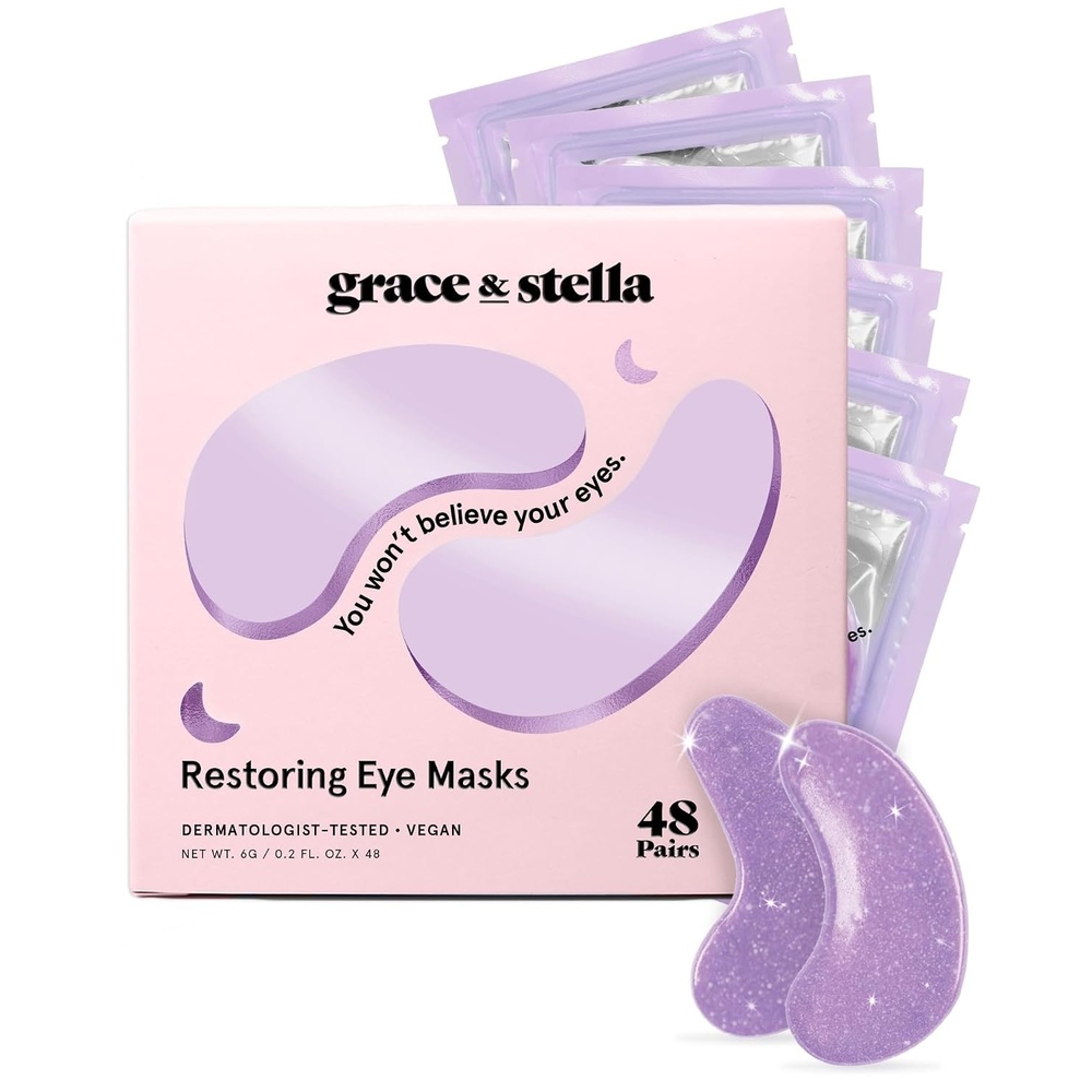 image:imagegrace amp stella Peptide Under Eye Patches For Puffy EyesPurple 48 Pairs