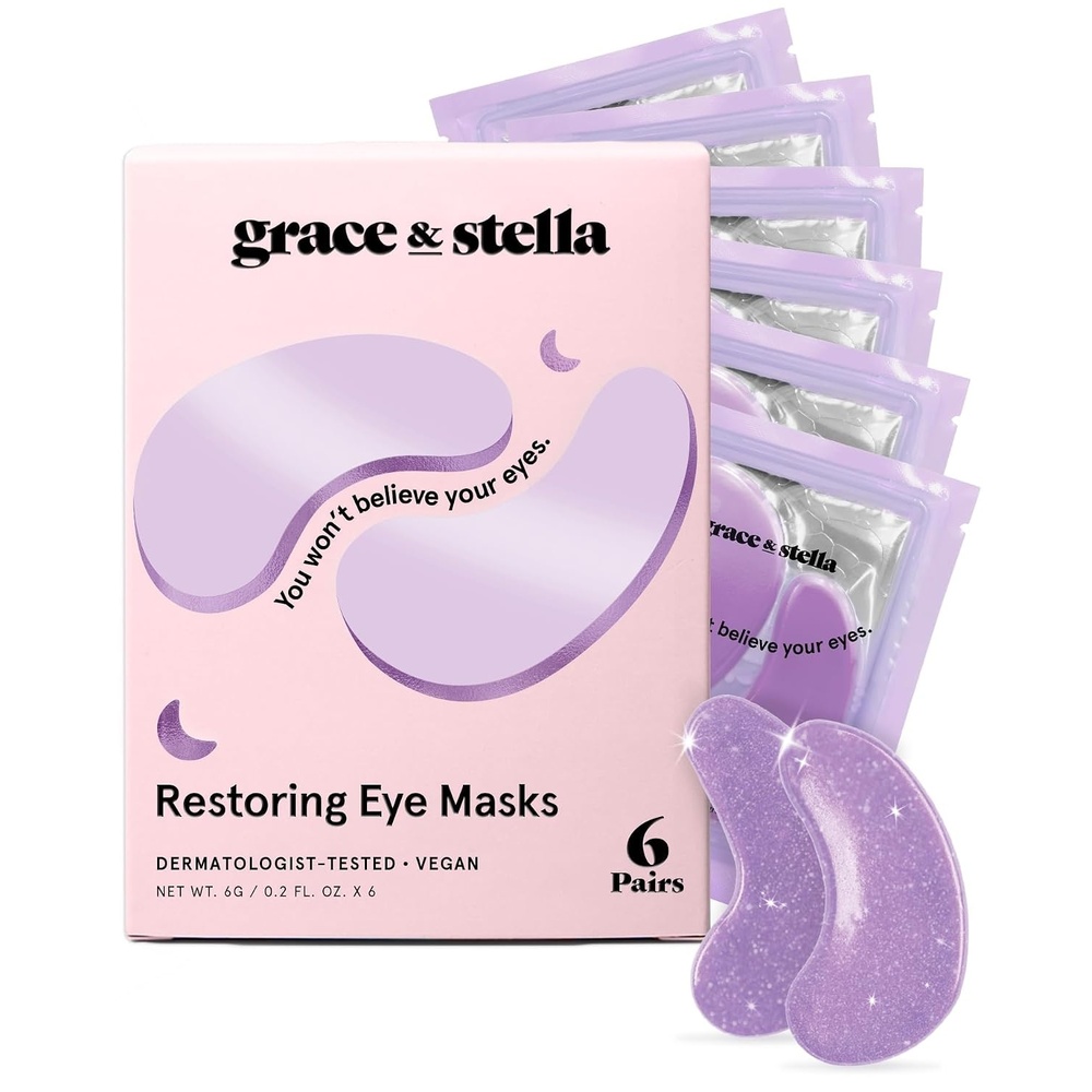 image:imagegrace amp stella Peptide Under Eye Patches For Puffy EyesPurple 6 Pairs