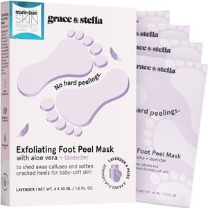 grace & stella Award-Winning Foot Peel Mask (4 Pairs, Lavender)(Lavender with Aloe Vera  4 Pairs)