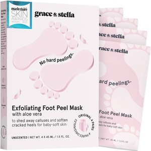grace & stella Award-Winning Foot Peel Mask (4 Pairs, Lavender)(Unscented with Aloe Vera  4 Pairs)