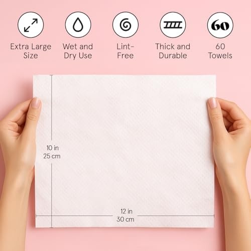 image:imagegrace amp stella Face Towels Disposable XL Travel Essentials 60 Count10 Inch x 12 Inch Pack of 4
