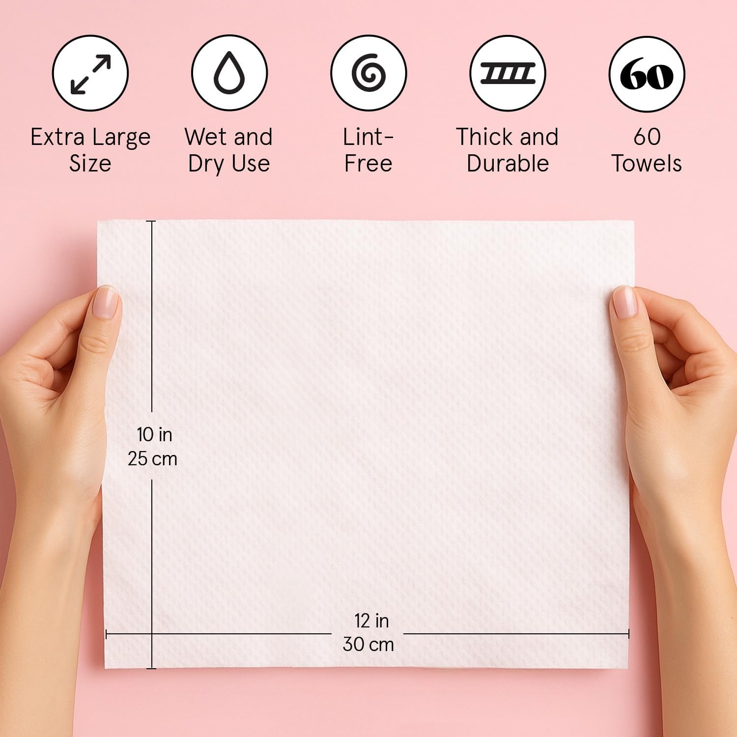 image:imagegrace amp stella Face Towels Disposable XL Travel Essentials 60 CountPack of 60