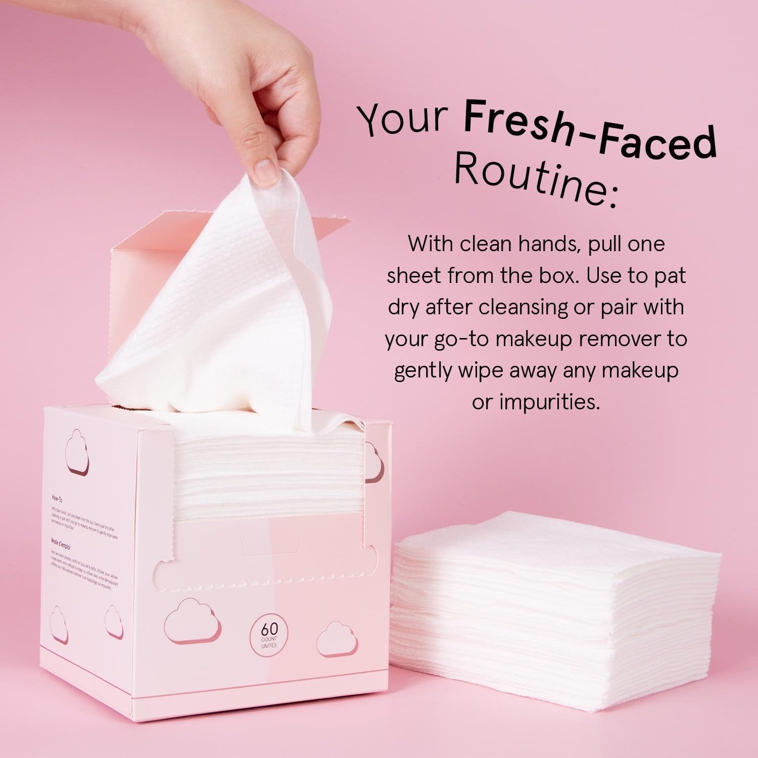 image:imagegrace amp stella Face Towels Disposable XL Travel Essentials 60 CountPack of 60