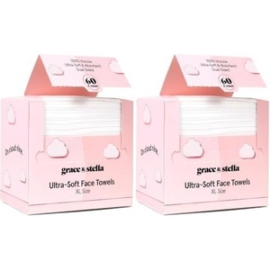 grace & stella Face Towels Disposable XL- Travel Essentials (60 Count)(10 Inch x 12 Inch (Pack of 2))