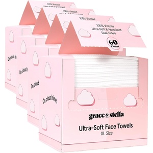 grace & stella Face Towels Disposable XL- Travel Essentials (60 Count)(10 Inch x 12 Inch (Pack of 4))