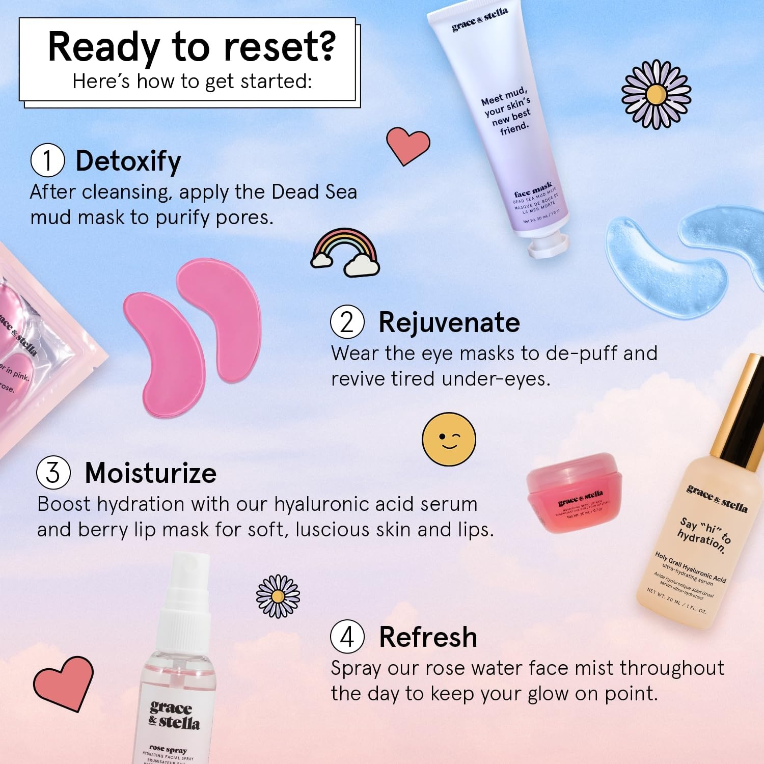 image:imagegrace amp stella AwardWinning Skin Care Set Gifts for WomenWeekend Reset Edit
