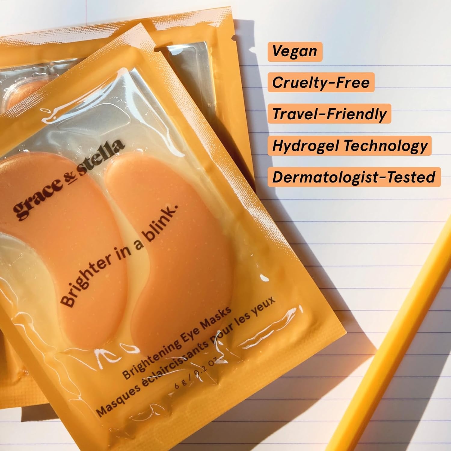 image:imagegrace amp stella New Brightening Eye Patches for Dark Circles 24 Pairs Vitamin C Under Eye Patches for Puffiness Perfect Gifts for Women amp Morning Skin Care Routine Vegan Under Eye Mask6 Count Pack of 1