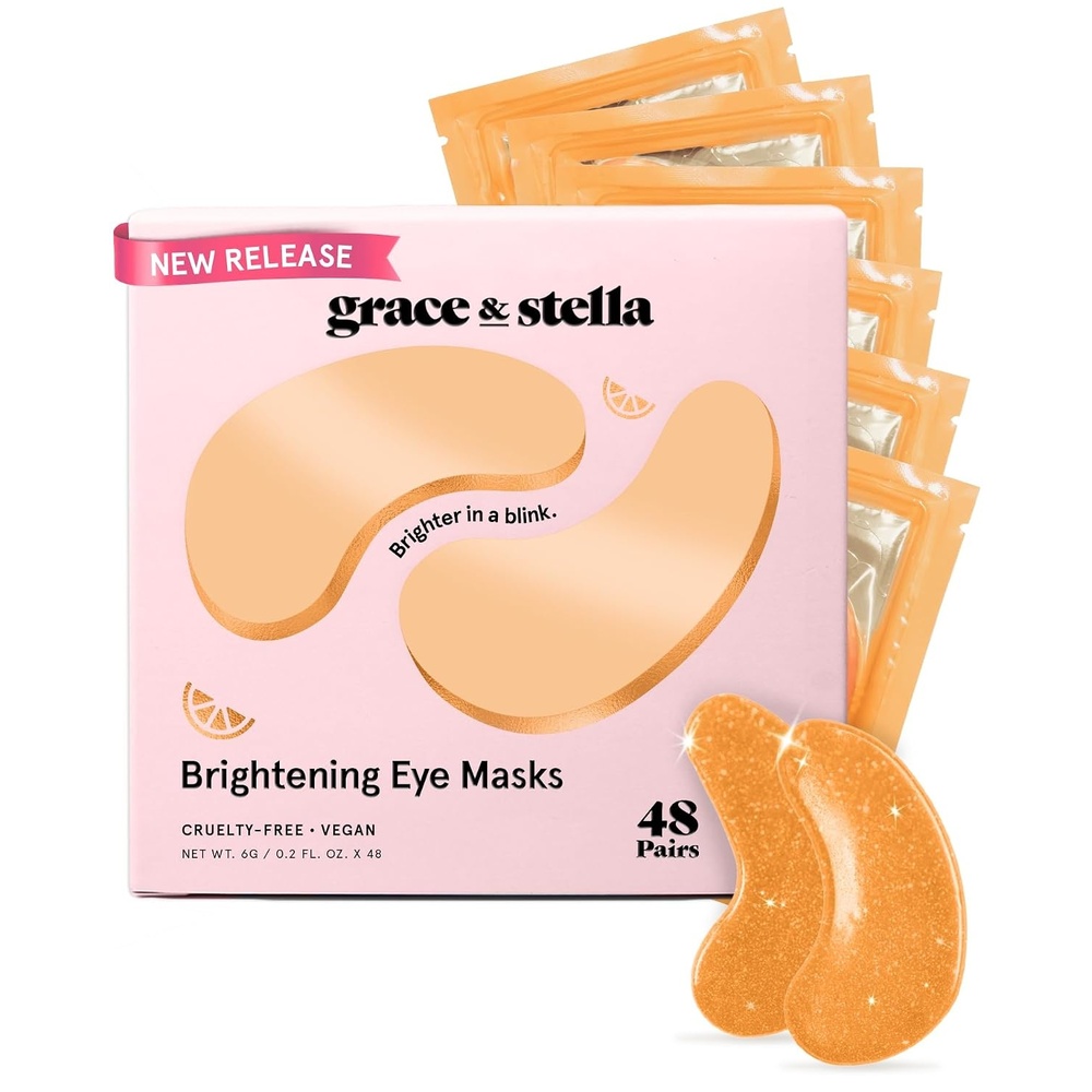 image:imagegrace amp stella New Brightening Eye Patches for Dark Circles 24 Pairs Vitamin C Under Eye Patches for Puffiness Perfect Gifts for Women amp Morning Skin Care Routine Vegan Under Eye Mask48 Count Pack of 1