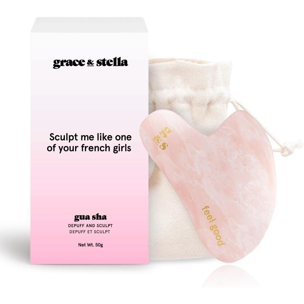 image:imagegrace amp stella Gua Sha Massage Tool Rose Quartz Face Sculpting Lymphatic Drainage Depuffing