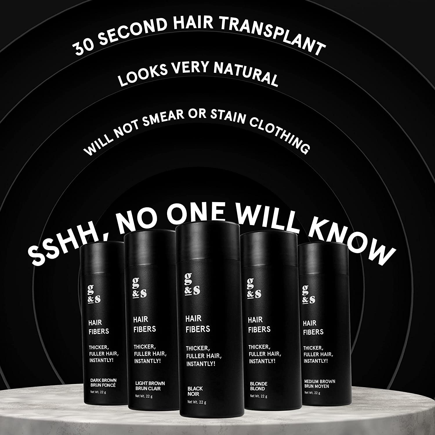 image:imageHair Building Fibers for Balding Hair 22g Large Bottle Instant Hair Thickening Fibers for Thinning Hair Discreetly Cover Bald Spots by grace and stella Light Brown